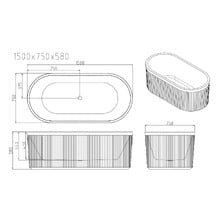 Ciri Gloss White Acrylic Fluted Freestanding Bath with Overflow